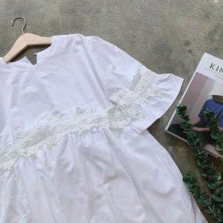 ĐẦM BABYDOLL TRẮNG VIỀN REN CƯỜM