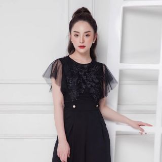 ĐỒ BAY TAY NGẮN REN THÂN KẾT HOA MS 2338