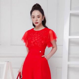 ĐỒ BAY TAY NGẮN REN THÂN KẾT HOA MS 2338