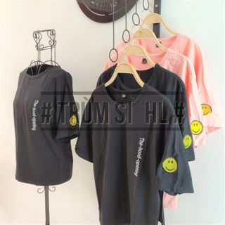 Áo thun tay lỡ unisex chữ thêu