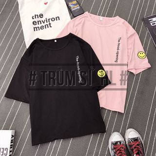 Áo thun tay lỡ unisex chữ thêu