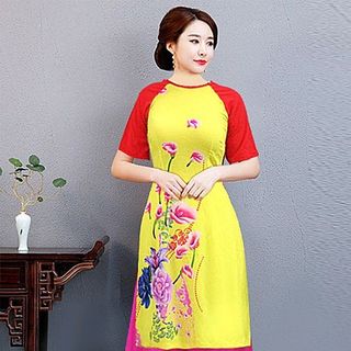 Set áo dài cách tân hoa tulip