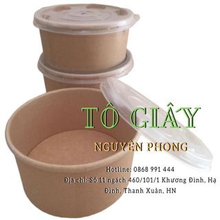 Tô giấy Kraft nâu đựng đồ ăn có nước