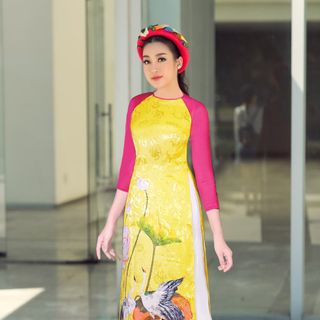 Áo dài họa tiết hoa sen