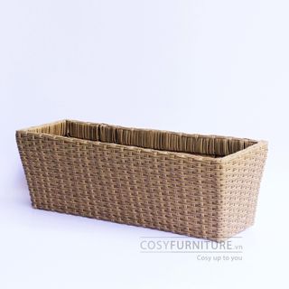 Chậu mây đan nhựa chữ nhật dài P001