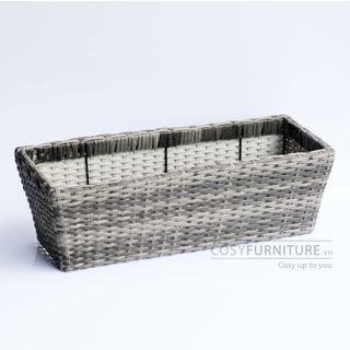 Chậu mây đan nhựa chữ nhật dài P001