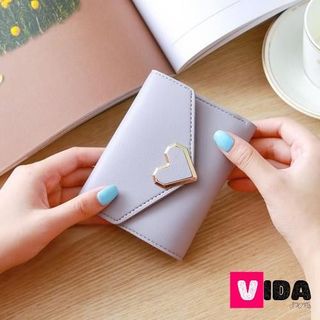 Ví nữ dáng ngắn mini khóa trái tim da PU cao cấp WL1