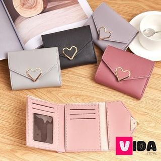 Ví nữ dáng ngắn mini khóa trái tim da PU cao cấp WL1