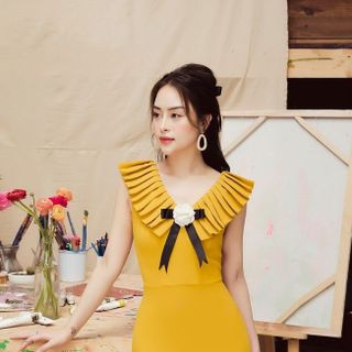 ĐẦM ÔM SÁT NÁCH CỔ TIM XẾP LY 2 BÊN CÁ TÍNH MS 2348