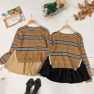Áo len kẻ sọc phối bèo