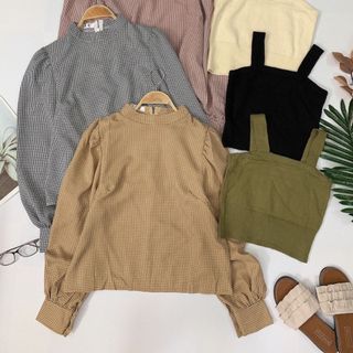 Set áo basic tay bo áo 2d len móc