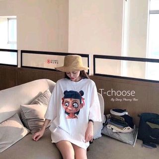 Áo thun tay lỡ 2 màu trắng đen hình ná tra