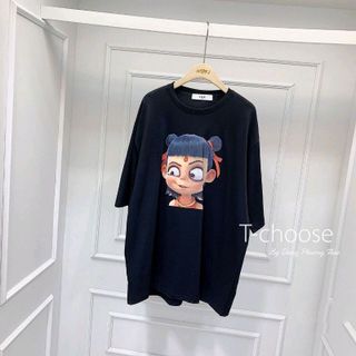 Áo thun tay lỡ 2 màu trắng đen hình ná tra