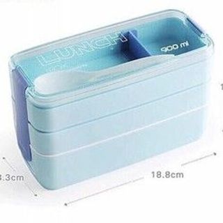 Hộp đựng cơm lúa mạch 3 tầng tặng kèm muỗng đũa