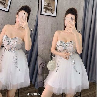 Đầm ống dún ngực kết hột thiếc