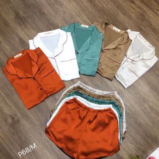 Bộ Pijama Lụa Satin - viền màu - giá sỉ - giá bán buôn