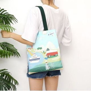 TÚI TOTE VẢI PHƯƠNG TIỆN GIAO THÔNG ĐEO VAI ĐEO CHÉO NỮ CANVAS ĐI HỌC ĐI CHƠI TTV19