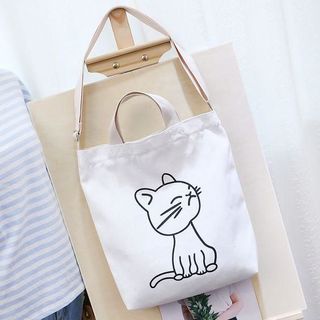 TÚI TOTE VẢI QUAI ĐÔI MÈO CON ĐEO VAI ĐEO CHÉO NỮ CANVAS ĐI HỌC ĐI CHƠI HÀN QUỐC ĐẸP GIÁ RẺ TTV07 giá sỉ