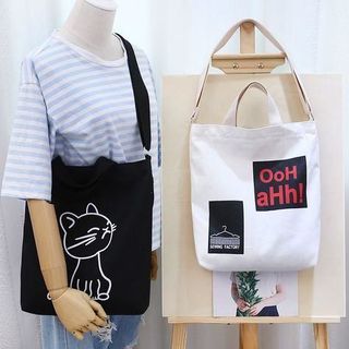 TÚI TOTE VẢI QUAI ĐÔI MÈO CON ĐEO VAI ĐEO CHÉO NỮ CANVAS ĐI HỌC ĐI CHƠI HÀN QUỐC ĐẸP GIÁ RẺ TTV07