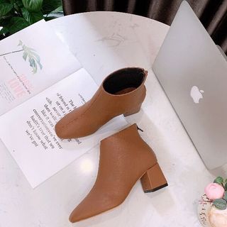 Giày Boot cao 5p mũi vuông bền