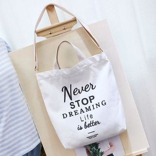 TÚI TOTE VẢI QUAI ĐÔI NEVER STOP ĐEO VAI ĐEO CHÉO NỮ CANVAS ĐI HỌC ĐI CHƠI HÀN QUỐC ĐẸP GIÁ RẺ TTV09