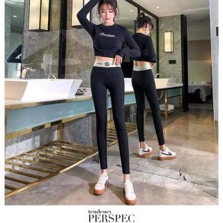Quần legging len tăm phối cạp viền