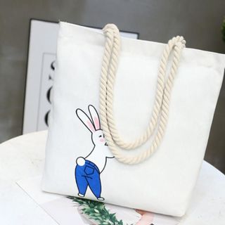 TÚI TOTE VẢI DÂY VẶN THỪNG HÌNH THỎ ĐÁNG YÊU ĐEO VAI ĐEO CHÉO NỮ CANVAS ĐI HỌC ĐI CHƠI TTV16