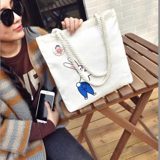 TÚI TOTE VẢI DÂY VẶN THỪNG HÌNH THỎ ĐÁNG YÊU ĐEO VAI ĐEO CHÉO NỮ CANVAS ĐI HỌC ĐI CHƠI TTV16