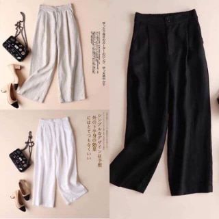 Quần culottes ống suông đũi xước