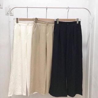 Quần culottes ống suông đũi xước