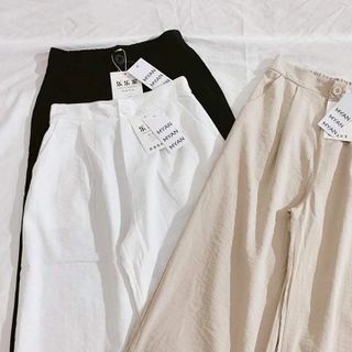 Quần culottes ống suông đũi xước