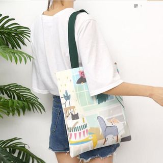 TÚI TOTE VẢI CHÚ CHÓ CORCY NGỘ NGHĨNH ĐEO VAI ĐEO CHÉO NỮ CANVAS ĐI HỌC ĐI CHƠI TTV18