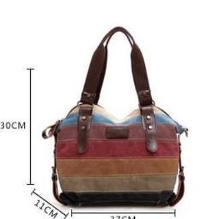 TÚI TOTE VẢI KẺ NGANG NGŨ SẮC ĐEO VAI ĐEO CHÉO NỮ CANVAS ĐI HỌC ĐI CHƠI HÀN QUỐC ĐẸP GIÁ RẺ TTV14