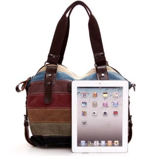 TÚI TOTE VẢI KẺ NGANG NGŨ SẮC ĐEO VAI ĐEO CHÉO NỮ CANVAS ĐI HỌC ĐI CHƠI HÀN QUỐC ĐẸP GIÁ RẺ TTV14