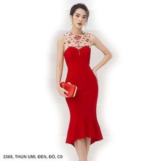 ĐẦM ÔM CÚP NGỰC PHỐI LƯỚI ĐÍNH HẠT MS 2365