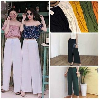 Quần ống rộng vải đũi