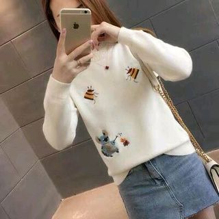 áo len nữ tay dày thêu họa tiết kho sỉ sll