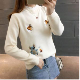 áo len nữ tay dày thêu họa tiết kho sỉ sll