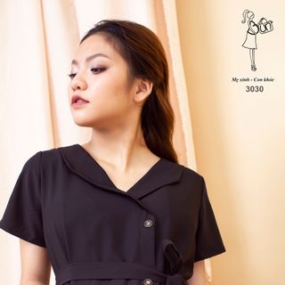 Đầm suông công sở buộc eo 3030