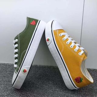 Giầy vải buộc dây nữ họa tiết dâu tây phong cách thể thao Hàn Quốc đẹp giá rẻ L1213 GVNU05