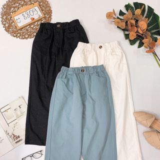 Quần kaki ống rộng Lưng thun có dây kéo