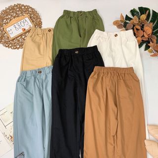Quần kaki ống rộng Lưng thun có dây kéo