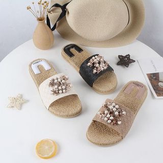 Dép nữ quai ngang đẹp đính hạt chữ x cách điệu DNU03