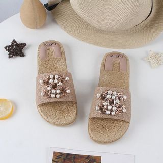Dép nữ quai ngang đẹp đính hạt chữ x cách điệu DNU03