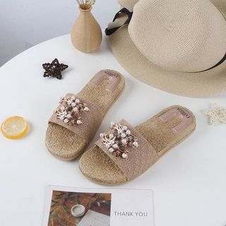 Dép nữ quai ngang đẹp đính hạt chữ x cách điệu DNU03