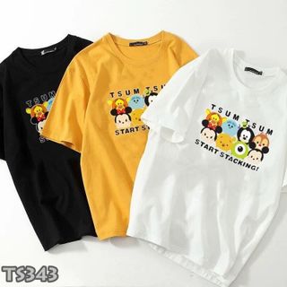 Áo thun in nhiệt hình dễ thương tay lỡ