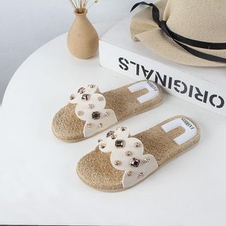 Dép nhựa nữ quai ngang đẹp dạng sóng đính hạt DNU01