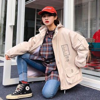 Áo khoác kaki túi hộp cho nư