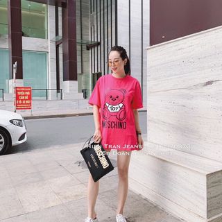 Áo thun phom rộng gấu hồng