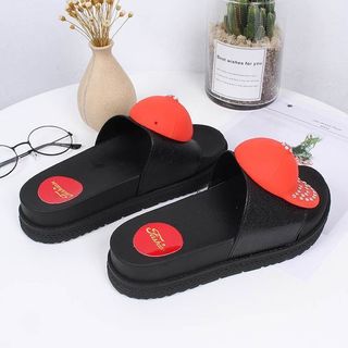 Dép nhựa nữ đẹp đế xuồng quai ngang gắn mũ xinh xắn DNU06